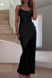 Sexy Solid Color Mesh U Neck Sling Dresses