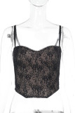 Sexy Solid Color Lace Patchwork Tops