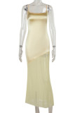 Sexy Solid Color Mesh U Neck Sling Dresses