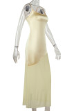 Sexy Solid Color Mesh U Neck Sling Dresses