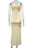 Sexy Solid Color Mesh U Neck Sling Dresses