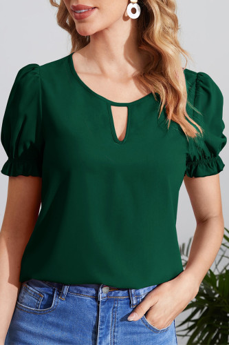 Casual Solid Color Hollow Out O Neck Tops