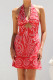 Sexy Geometric Print Backless Contrast Halter Printed Dresses