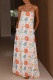 Sexy Floral Print Strapless Long Dresses