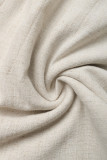 Casual Solid Color Draw String Pocket Loose High Waist Straight Solid Color Bottoms