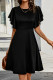 Elegant Solid Color Flounce O Neck A Line Short Sleeve Dress