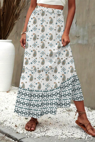 Boho Floral Print Contrast Loose High Waist Type A Full Print Bottoms