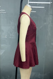 Sexy Solid Color Buttons Sleeveless Dresses