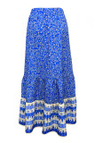 Boho Floral Print Contrast Loose High Waist Type A Full Print Bottoms