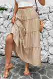 Elegant Solid Color Draw String Patchwork Loose High Waist Type A Solid Color Bottoms