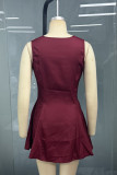 Sexy Solid Color Buttons Sleeveless Dresses