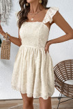 Sexy Solid Color Jacquard Patchwork Backless Square Neck A Line Dresses