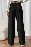 Casual Solid Color Pocket Buttons Loose High Waist Straight Solid Color Bottoms