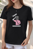 Daily Cartoon Print Letters O Neck T-Shirts