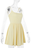 Sexy Solid Color Lace Up Backless U Neck Sling Dresses