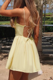 Sexy Solid Color Lace Up Backless U Neck Sling Dresses