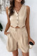 Casual Solid Color Buttons V Neck Sleeveless Two Pieces