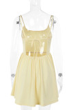 Sexy Solid Color Lace Up Backless U Neck Sling Dresses