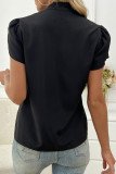 Casual Solid Color Buttons V Neck Tops