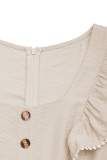 Casual Solid Color Buttons Flounce Square Neck Loose Jumpsuits