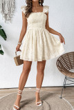 Sexy Solid Color Jacquard Patchwork Backless Square Neck A Line Dresses