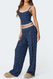 Casual Geometric Print Pocket U Neck Sleeveless Two Pieces