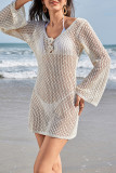 Sexy Solid Color Hollow Out Flower Shape Swimwears Cover Up