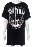 Casual Graffiti Print Letters O Neck Printed Short Sleeve Dress