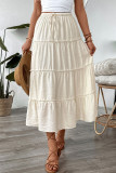 Elegant Solid Color Draw String Ruffle Loose High Waist Type A Solid Color Bottoms