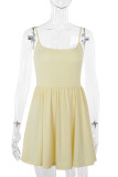 Sexy Solid Color Lace Up Backless U Neck Sling Dresses