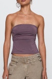 Sexy Solid Color Hollow Out Strapless Tops