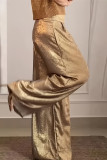 Casual Solid Color Pocket Ruched Loose High Waist Solid Color Bottoms
