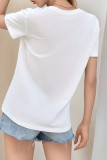 Casual Cartoon Print O Neck T-Shirts