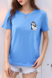 Casual Cartoon Print O Neck T-Shirts