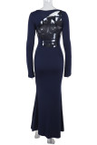 Elegant Solid Color Backless Adjustable O Neck Long Dresses