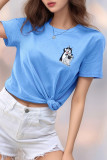 Casual Cartoon Print O Neck T-Shirts