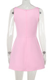 Sexy Solid Color Patchwork Square Neck Sling Dresses