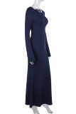 Elegant Solid Color Backless Adjustable O Neck Long Dresses