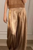 Casual Solid Color Pocket Ruched Loose High Waist Solid Color Bottoms