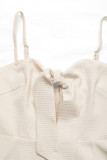 Casual Solid Color Knotted V Neck Loose Rompers