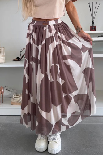 Elegant Geometric Print Contrast Loose High Waist Type A Full Print Bottoms