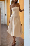 Sexy Solid Color Bow Decor Strapless Strapless Dresses