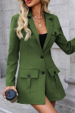 Casual Solid Color Pocket Buttons Turn-back Collar Outerwear