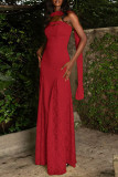 Sexy Solid Color Lace ribbon Strapless Strapless Dresses