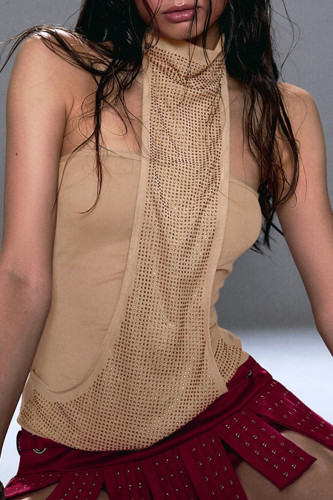 Sexy Solid Color Hot Drill Halter Tops