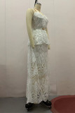Elegant Flowers Lace V Neck Lace Dress Dresses