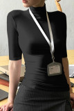 Daily Solid Color High Neck T-Shirts