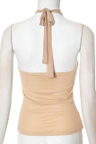 Sexy Solid Color Hot Drill Halter Tops