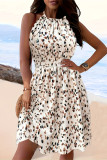 Casual Geometric Print Patchwork Halter A Line Dresses