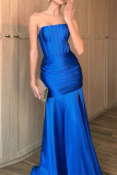 Sexy Solid Color Ruched Strapless Evening Dresses